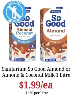 Farmer Jack's Sanitarium So Good Almond or Almond & Coconut Milk offer