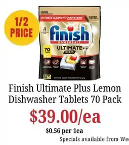 Farmer Jack's Finish Ultimate Plus Lemon Dishwasher Tablets offer