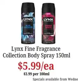 Farmer Jack's Lynx Fine Fragrance Collection Body Spray offer