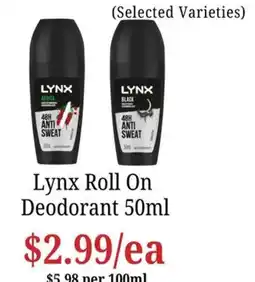 Farmer Jack's Lynx Roll On Deodorant offer