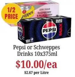Farmer Jack's Pepsi or Schweppes Drinks offer