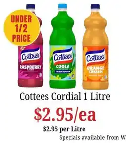 Farmer Jack's Cottees Cordial offer
