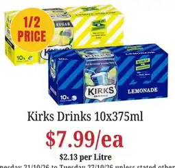 Farmer Jack's Kirks Drinks offer