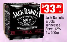Liquor Stax Jack Daniel's & Cola Tennessee Serve offer