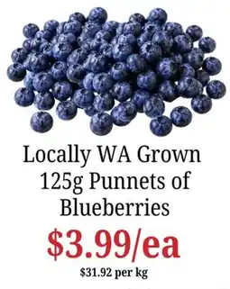 Farmer Jack's Locally WA Grown Blueberries offer