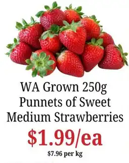 Farmer Jack's WA Grown Punnets of Sweet Medium Strawberries offer