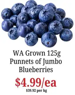 Farmer Jack's WA Grown Jumbo Blueberries offer