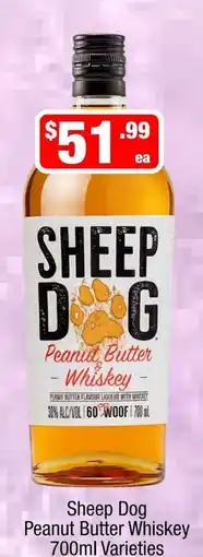 Liquor Stax Sheep Dog Peanut Butter Whiskey 700ml Varieties offer