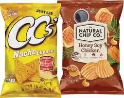 IGA CC’s Corn Chips, The Natural Chip Co Chips or Samboy Potato Chips 175g Selected Varieties offer