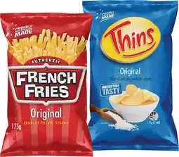 IGA French Fries or Thins Chips 175g Selected Varieties offer