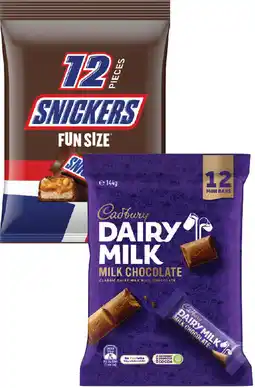 IGA Cadbury Share Pack 126-180g, Snickers or Mars Fun Size 132-192g Selected Varieties offer
