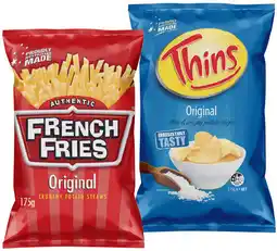 IGA French Fries 175g or Thins Chips 150‐175g Selected Varieties offer