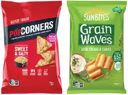 IGA PopCorners 130g, Sunbites Grain Waves Wholegrain Chips 170g or Simply Chips 120g Selected Varieties offer