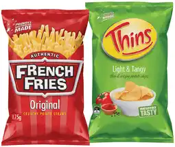 IGA French Fries 175g or Thins Chips 150‑175g Selected Varieties offer