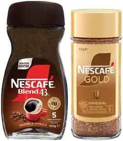 IGA Nescafé Blend 43 Instant Coffee 140‑150g or Gold 90‑100g Selected Varieties offer