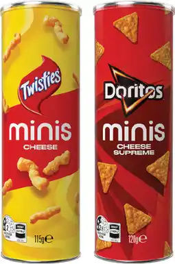 IGA Twisties Cheese 115g, Doritos Cheese Supreme or Scoops Mex 120g offer