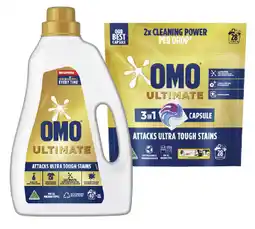 IGA OMO Ultimate Laundry Liquid 2 Litre or Capsules 28 Pack Selected Varieties offer