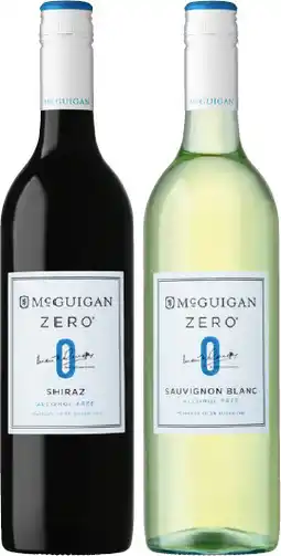 IGA McGuigan Zero Sparkling Selected Varieties offer