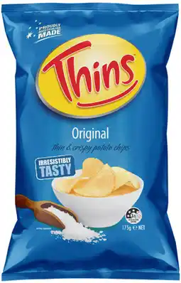 IGA Thins Chips 150‑175g Selected Varieties offer