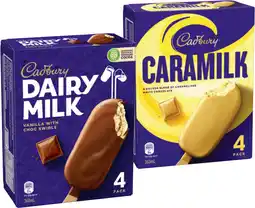 IGA Cadbury Ice Cream Sticks 4 Pack or Minis 6 Pack Selected Varieties offer