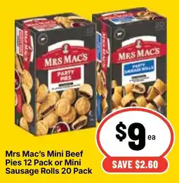Ritchies Mrs Mac's Mini Beef Pies or Mini Sausage Rolls offer
