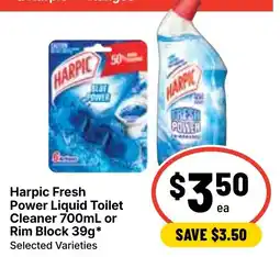 Ritchies Harpic Fresh Power Liquid Toilet Cleaner or Rim Block offer