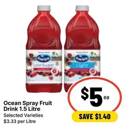 Ritchies Ocean Spray Fruit Drink 1.5 Litre offer