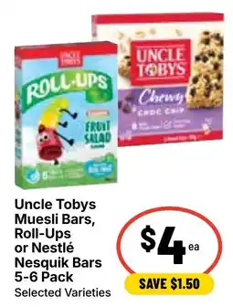 Ritchies Uncle Tobys Muesli Bars, Roll-Ups or Nestlé Nesquik Bars offer