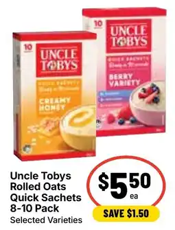 Ritchies Uncle Tobys Rolled Oats Quick Sachets offer