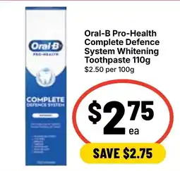 Ritchies Oral-B Pro-Health Complete Defence System Whitening Toothpaste offer