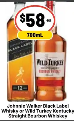 Ritchies Johnnie Walker Black Label Whisky or Wild Turkey Kentucky Straight Bourbon Whiskey offer
