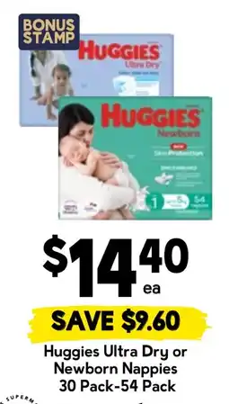 Drakes Huggies Ultra Dry or Newborn Nappies offer