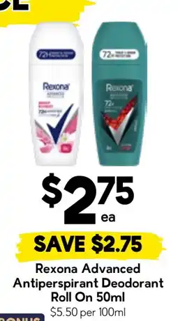 Drakes Rexona Advanced Antiperspirant Deodorant Roll On offer
