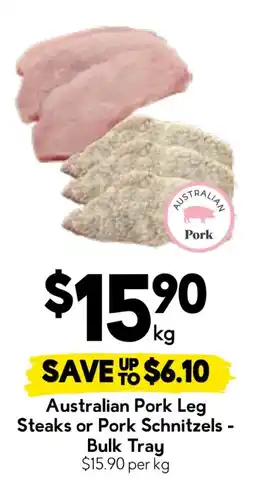 Drakes Australian Pork Leg Steaks or Pork Schnitzels offer