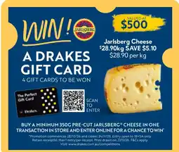 Drakes Jarlsberg Cheese offer