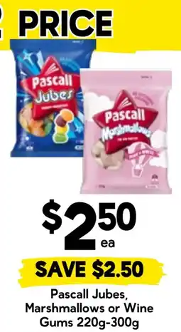 Drakes Pascall Jubes, Marshmallows or Wine Gums offer