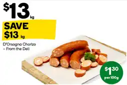 Woolworths D'Orsogna Chorizo offer
