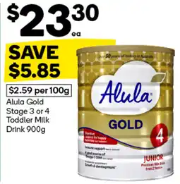 Woolworths Alula Gold Junior Toddler Milk Drink offer