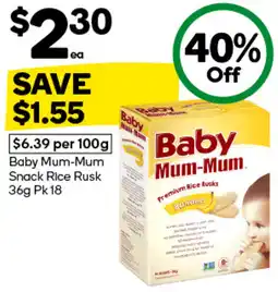 Woolworths Baby Mum-Mum Snack Rice Rusk offer