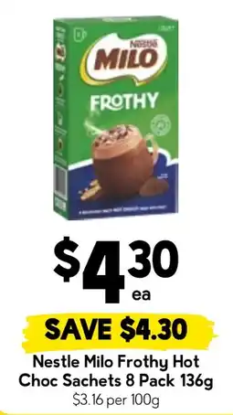 Drakes Nestle Milo Frothy Hot Choc Sachets offer