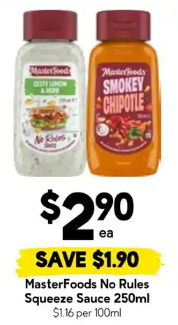Drakes MasterFoods No Rules Squeeze Sauce offer