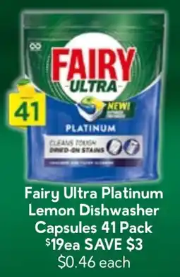 Drakes Fairy Ultra Platinum Lemon Dishwasher Capsules offer