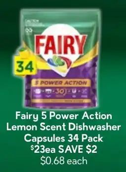 Drakes Fairy 5 Power Action Lemon Scent Dishwasher Capsules offer