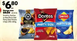 Woolworths Smith's, Doritos or Red Rock Deli Party Size Potato Chips offer