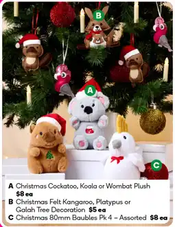 Woolworths Christmas Cockatoo, Koala or Wombat Plush offer