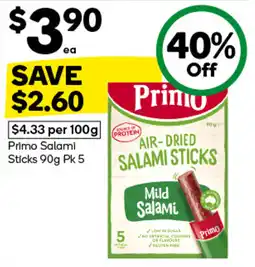 Woolworths Primo Air-Dried Salami Sticks offer