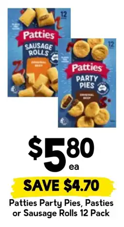 Drakes Patties Party Pies, Pasties or Sausage Rolls offer