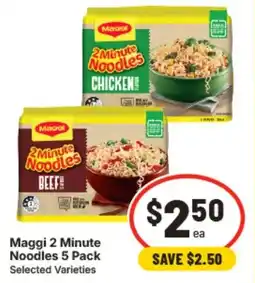 IGA Maggi 2 Minute Noodles 5 Pack Selected Varieties offer