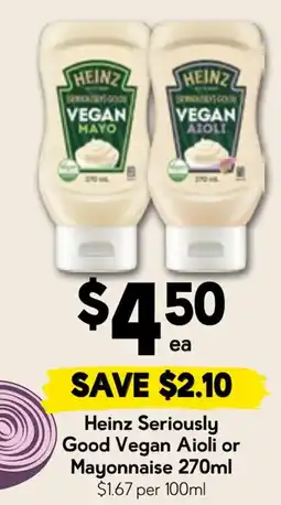 Drakes Heinz Seriously Good Vegan Aioli or Mayonnaise offer