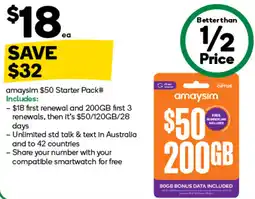 Woolworths amaysim $50 Starter Pack offer